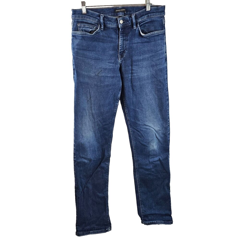 Banana Republic Jeans Mens 33x34 Blue Straight Fit Stretch Denim Classic Casual